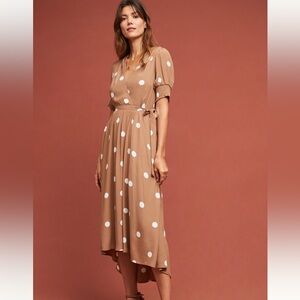 Anthropologie Maeve Bernice Polka Dot Wrap Dress (Size 4)